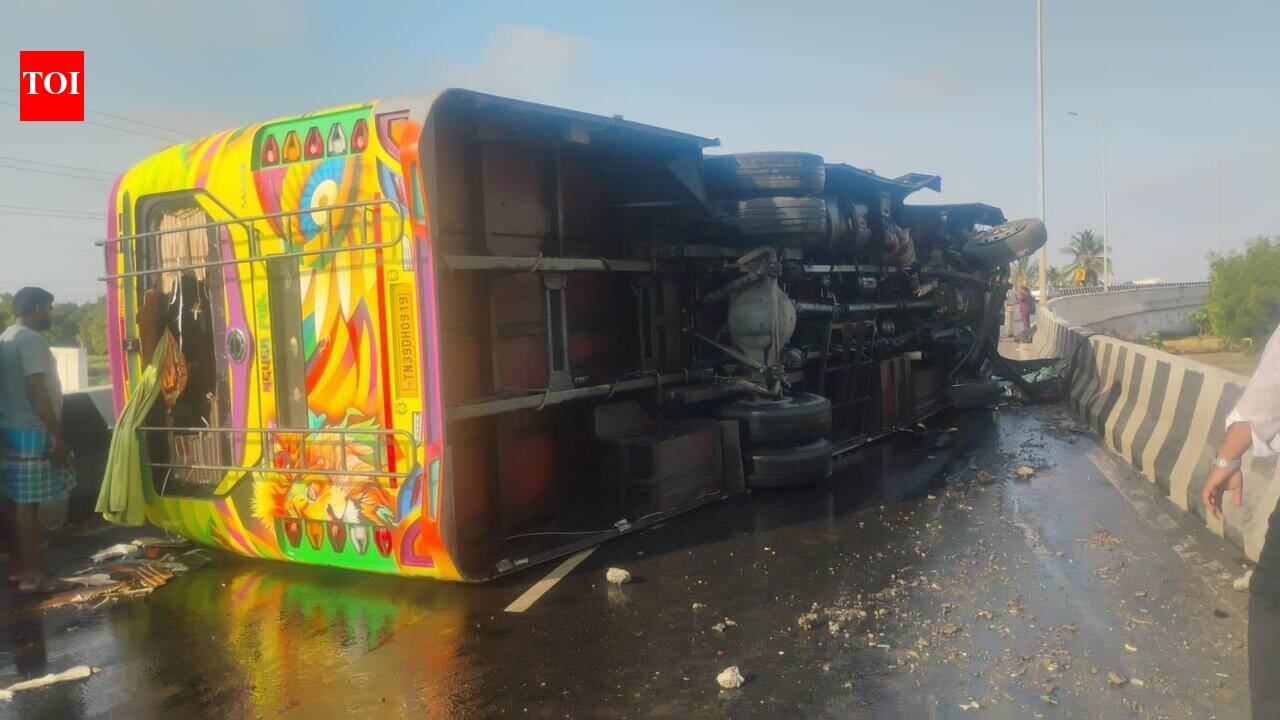 28 injured as private bus overturns on Coimbatore highway; driver, conductor arrested