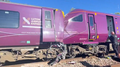 Watch: Video shows aftermath of train collision north of London