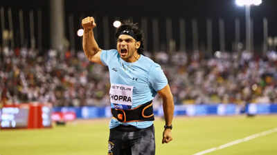  Neeraj Chopra reacts after season-opening return in Doha
