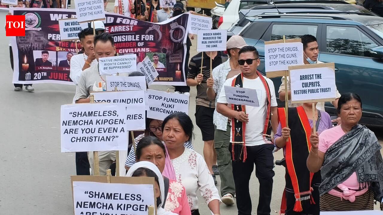 Naga, Meitei rally in Imphal seeking justice for 6 civilians killed by ‘Kuki militants’