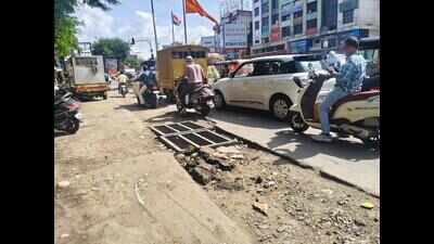 Unrepaired road after digging work at key Kondhwa junction raises fears of flooding during monsoon