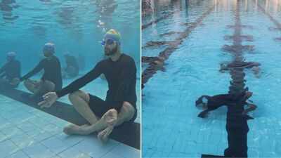  Indian Navy takes yoga underwater, sailors strike poses beneath the sea