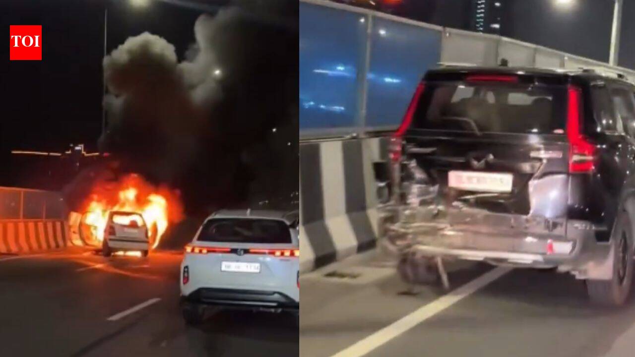 3 injured as Santro catches fire after colliding with Scorpio on Dwarka Expressway