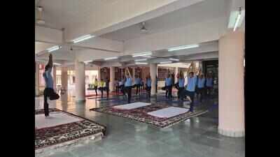 Teachers, cadets join Yoga Day session at Sainik School