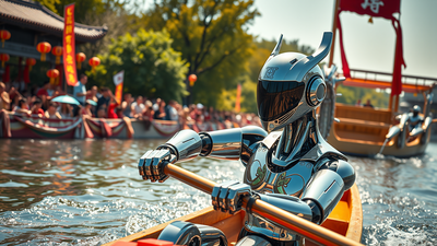Humanoid robots row dragon boats at China's Dragon Boat Festival in a remarkable display of AI and robotics