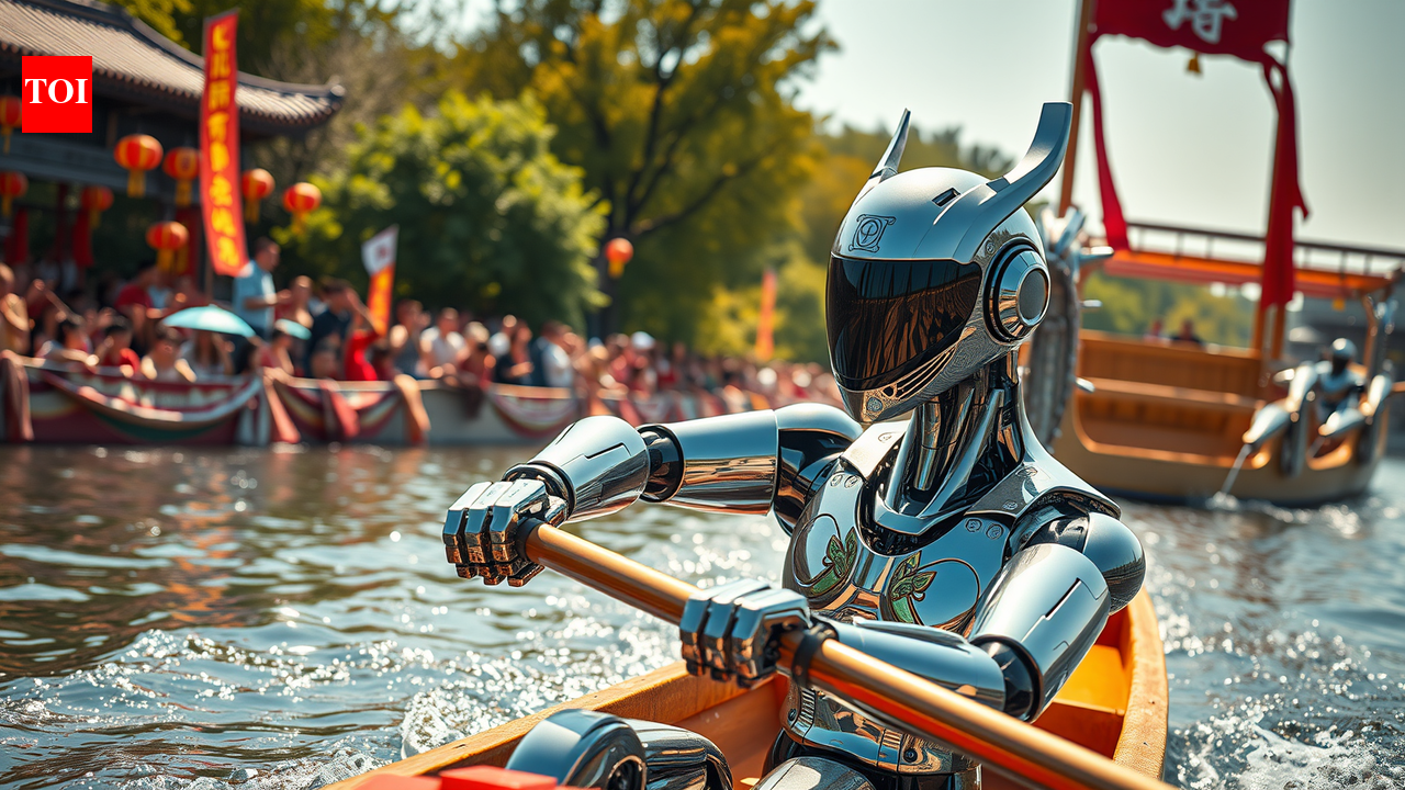 Humanoid robots row dragon boats at China's Dragon Boat Festival in a remarkable display of AI and robotics
