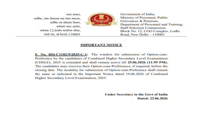 SSC CHSL 2025 option-cum-preference window extended till June 25; here's how candidates can edit choices at ssc.gov.in