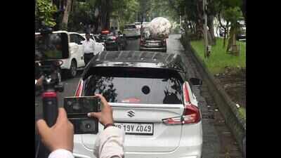 Footballs hurled at Aroop’s car after police questioning