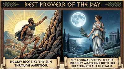 Best proverb of the day: "A man may rise like the sun through ambition, but a woman shines like…" - the quiet power of being strong and calm at once