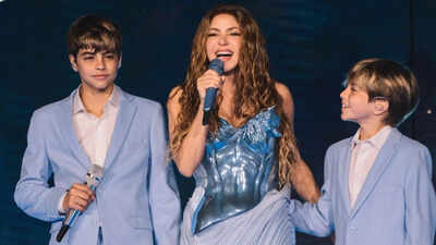 Shakira and her sons Milan Piqué and Sasha Piqué cheer for Lionel Messi as Argentina beats Austria at the FIFA World Cup 2026