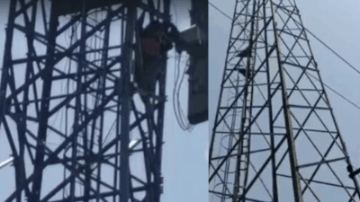 Watch: Teen climbs 100-ft mobile tower, demands boyfriend's release from jail