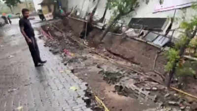 Wall collapses next to residential building in Mumbai's Vikhroli West amid heavy overnight rain