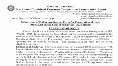  JCECEB opens registration for JEE Main qualified candidates, apply by July 2
