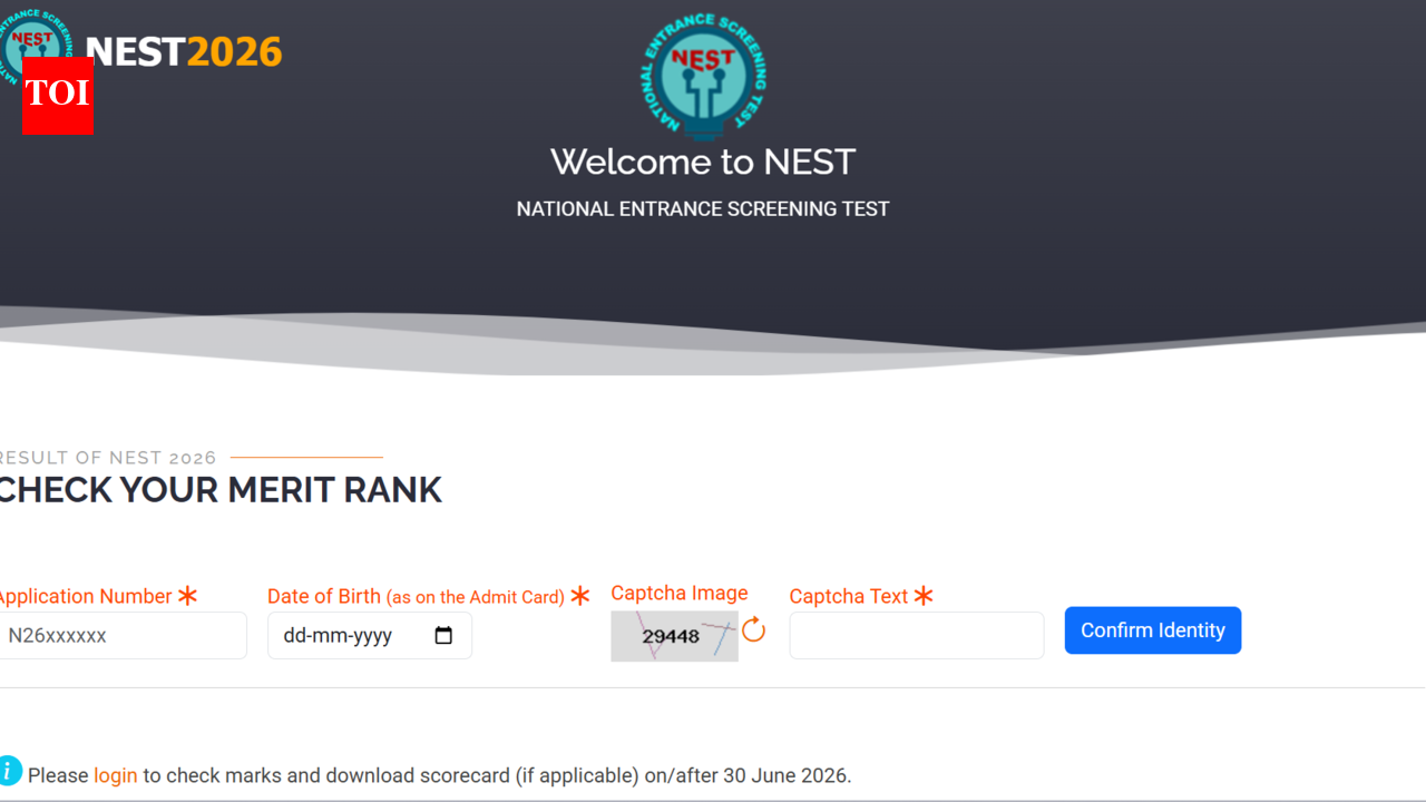NEST 2026 result released at nestexam.in: Direct link to check your merit rank here