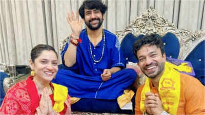 Pavitra Rishta actress Ankita Lokhande and husband Vicky Jain seek blessings from Bageshwar Baba