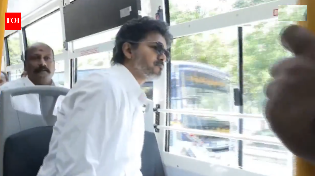 Watch: Tamil Nadu CM Vijay flags off 300 new state buses, takes ride in one