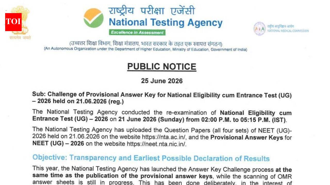 Re NEET UG 2026 provisional answer key released: Step-by-step guide to raise objections