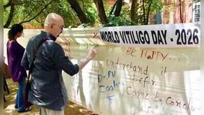 Mass painting for vitiligo awareness