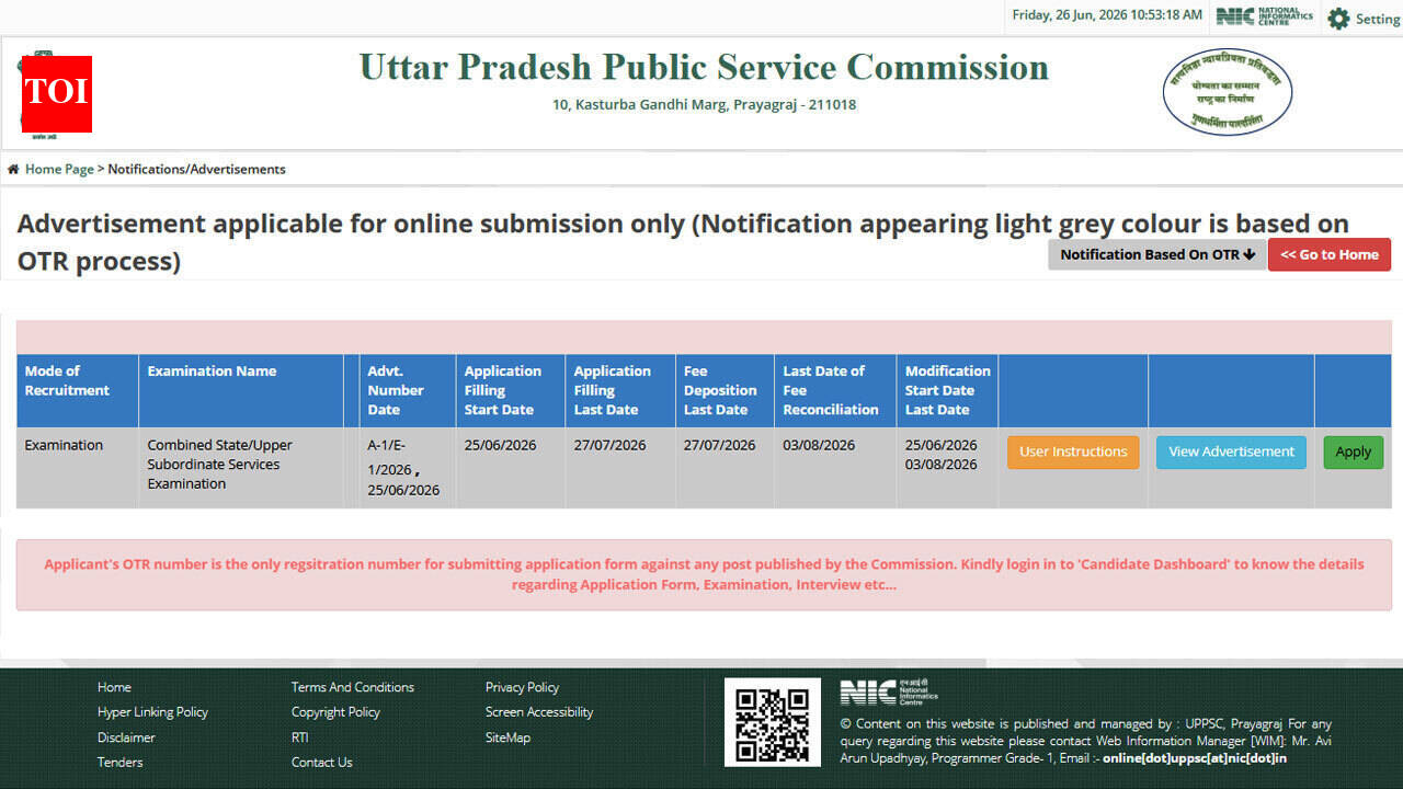 UPPSC PCS 2026 notification out for 500 vacancies, apply online at uppsc.up.nic.in