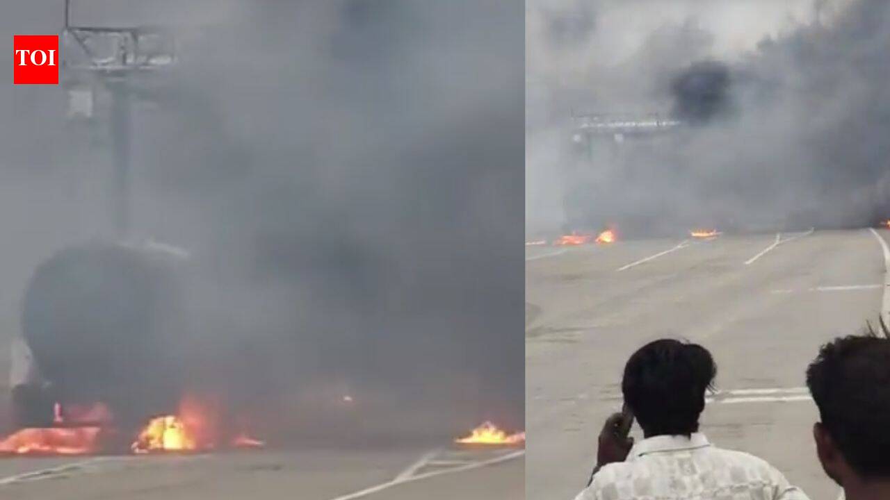 5 injured after LPG tanker loses control, crashes into toll plaza and triggers massive explosion in UP