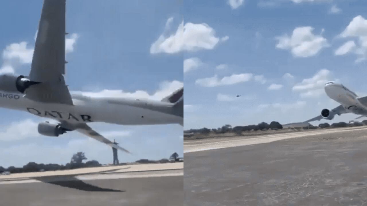 Watch: Boeing 777's near-miss — wing skims inches from runway during risky manoeuvre