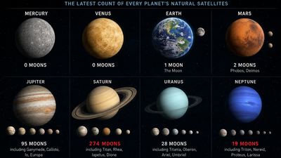  The latest count of every planet's natural satellites