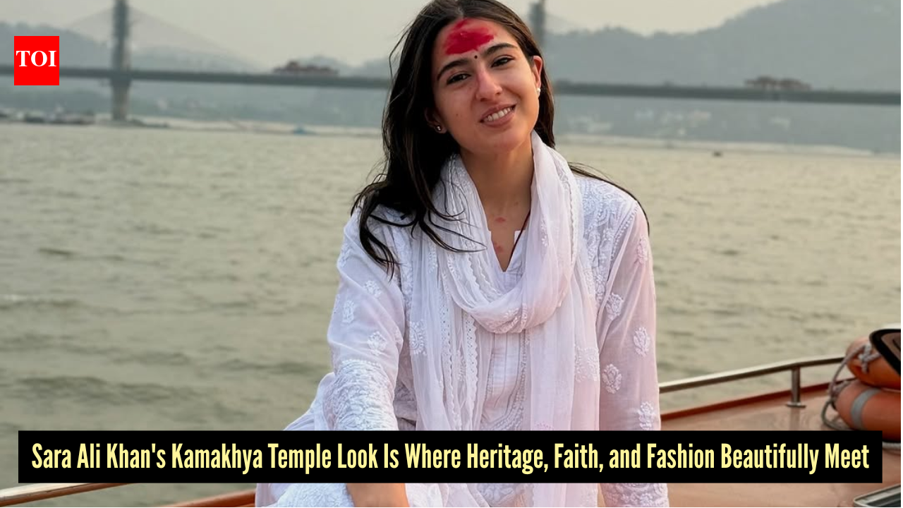 Sara Ali Khan makes a strong case for sacred style in a white Chikankari suit for her Kamakhya temple visit