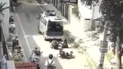 Watch: Bengaluru school van door flies open, children tumble onto road in seconds