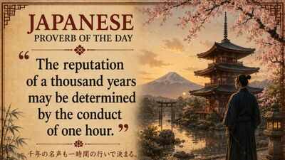 Today's Japanese proverbs: "One hour's actions can determine a thousand years of reputation" and lessons on reputation, character, and self-control.