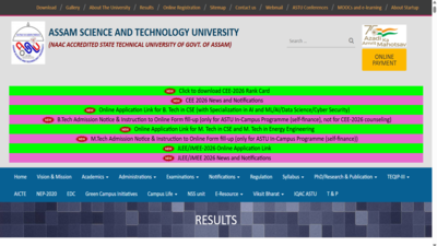 Assam CEE 2026 result released at astu.ac.in: Direct link to download rank card here
