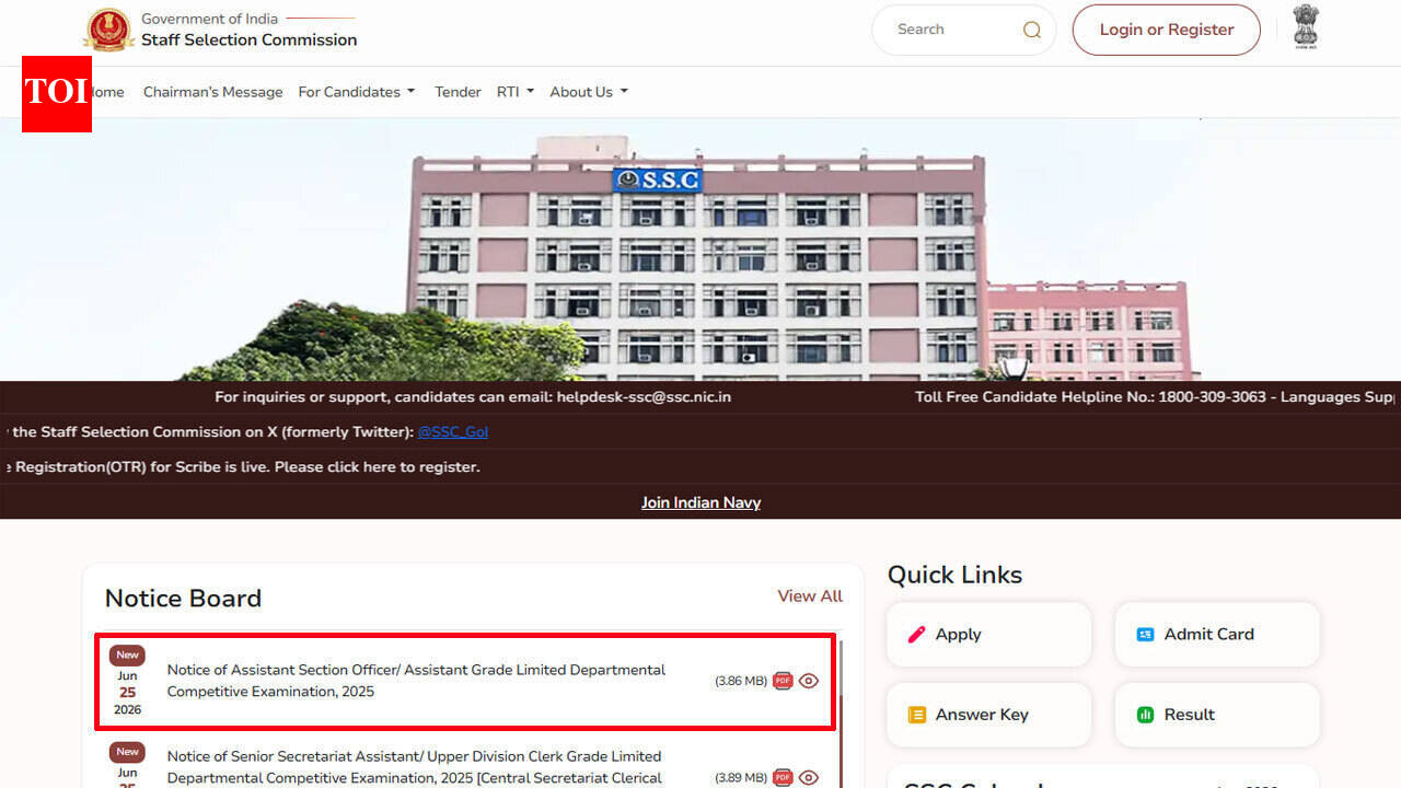 SSC ASO LDCE 2026 notification released for 341 vacancies; applications open at ssc.gov.in