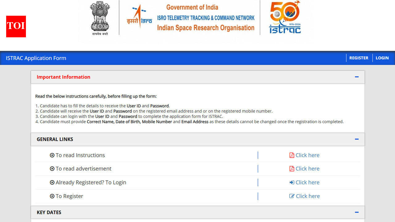 ISRO ISTRAC Recruitment 2026 opens applications for technical, scientific and support posts; registration open until July 20