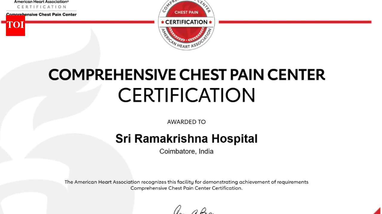 AHA certifies Coimbatore’s Sri Ramakrishna Hospital as comprehensive chest pain centre