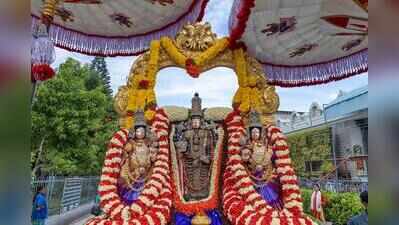 Lord Malayappa Swamy blesses devotees in pearl armour as part of Jyestabhishekam at Tirumala
