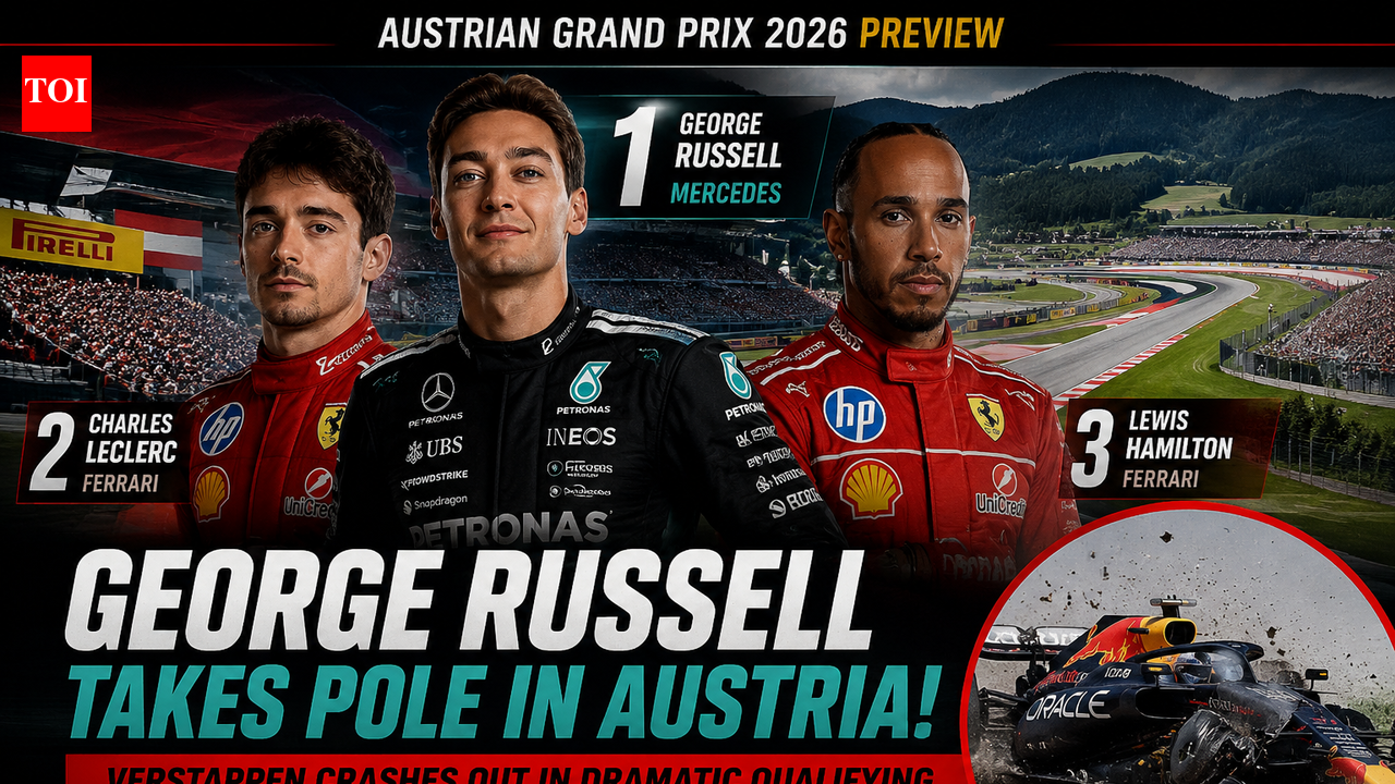 Austrian GP 2026: Russell beats Ferrari duo for pole position, Verstappen crashes out