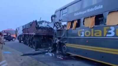 4 killed, several injured in Volvo bus-trailer collision on Yamuna Expressway
