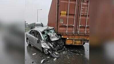 Speeding car rams container, one dead