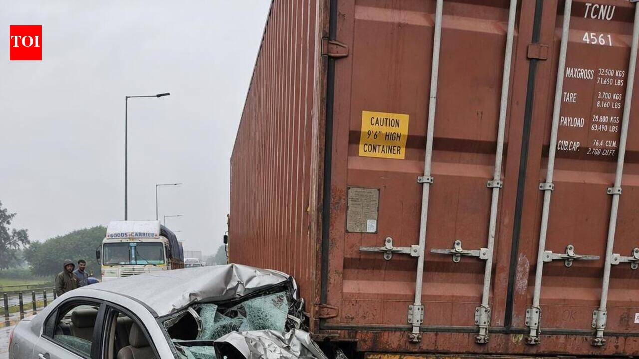 Speeding car rams container, one dead
