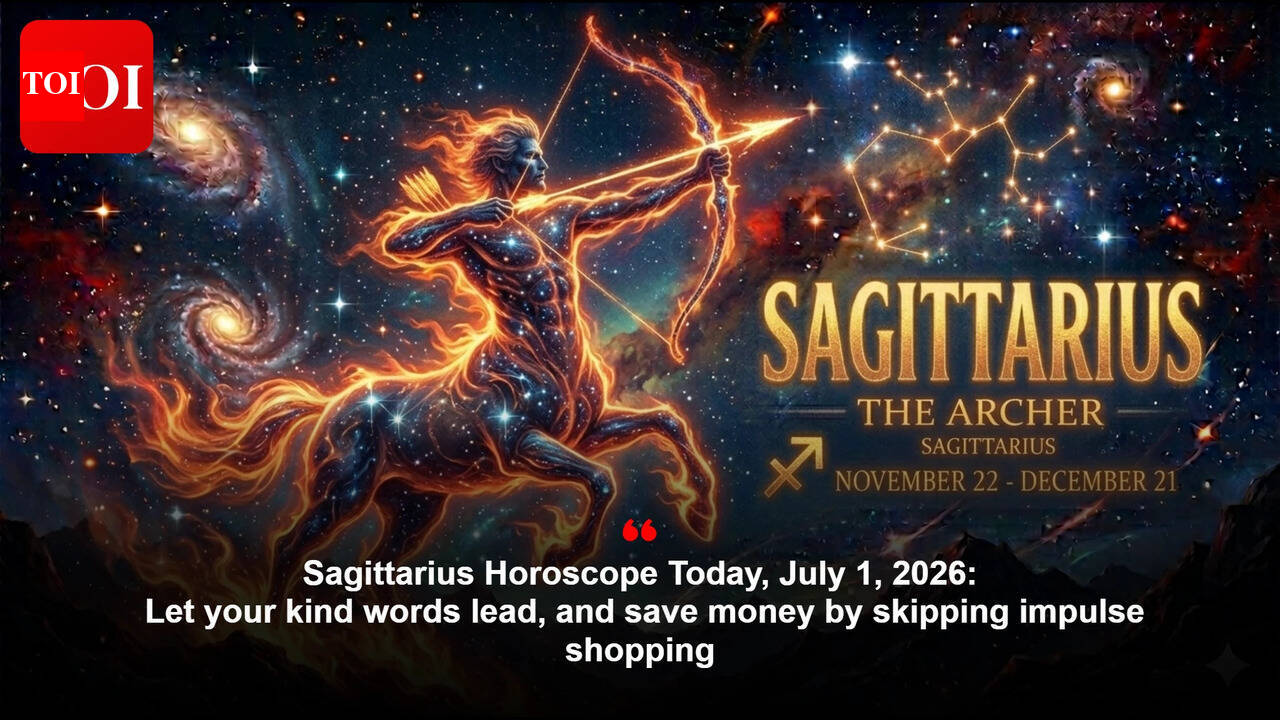 Sagittarius Horoscope Today, July 1, 2026: Let your kind words lead, and save money by skipping impulse shopping