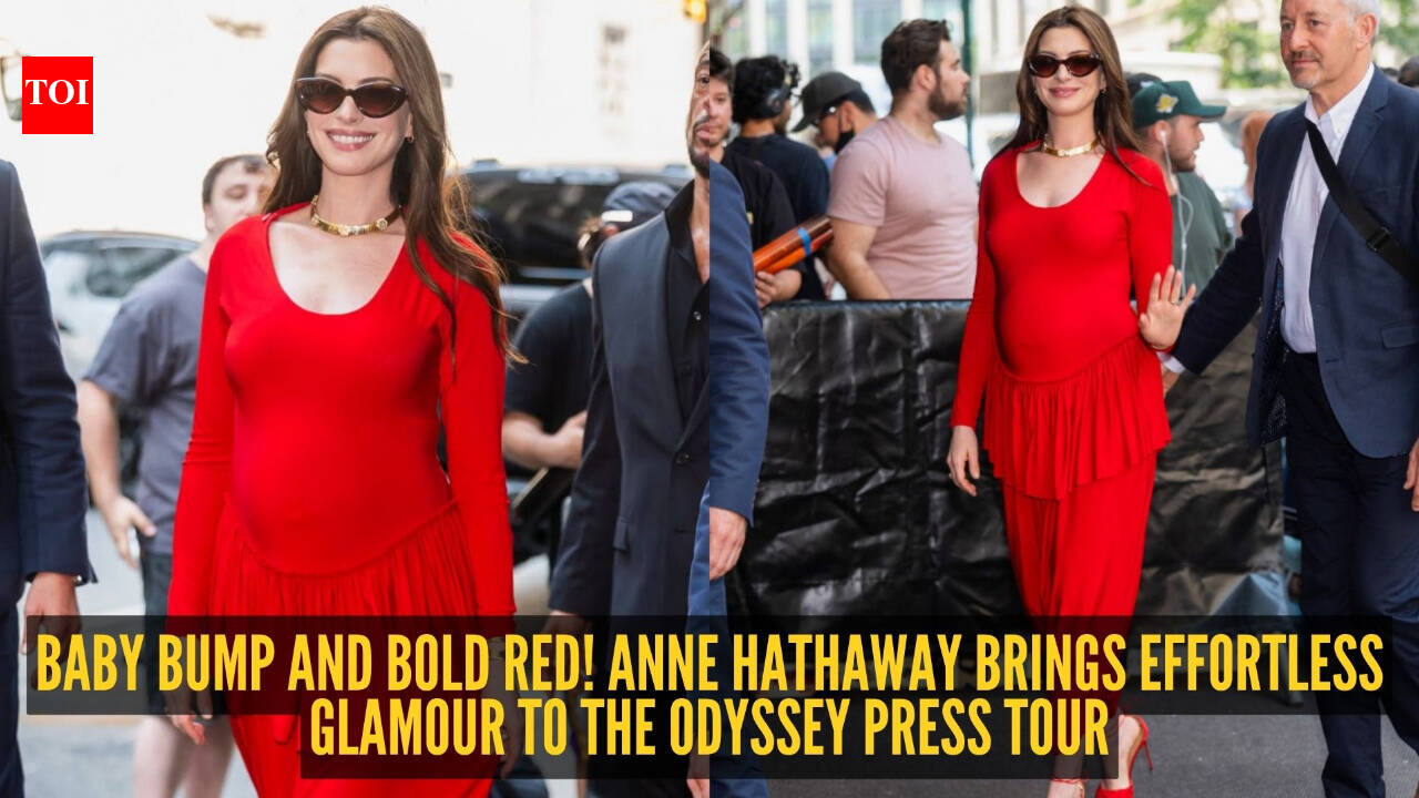 Pregnant Anne Hathaway turns heads in head-to-toe red look, proudly flaunts baby bump during New York outing