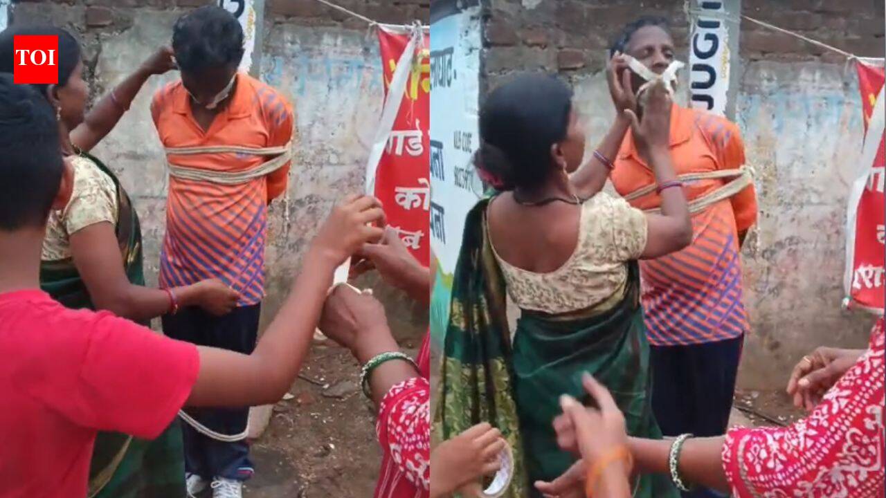 Woman ties drunk husband to pole, seals his mouth with tape during liquor shop protest in Madhya Pradesh