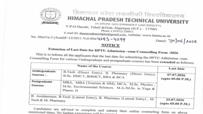  HPTU extends counselling registration deadline for UG and PG admissions; check revised schedule