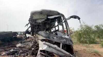 Inferno on Expressway: Eight dead as sleeper bus erupts in flames after truck crash in Dausa