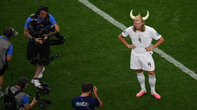 Erling Haaland scores, then dons cowboy gear before unleashing his inner Viking