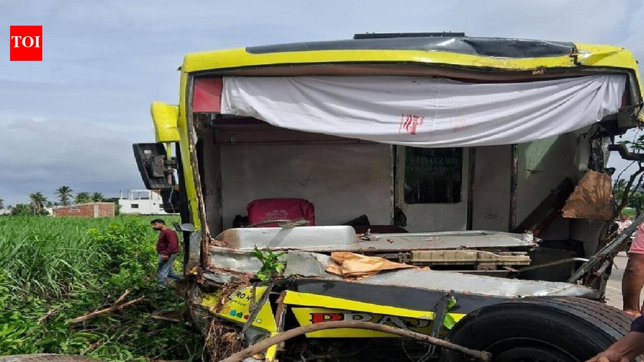 Driver &amp; cleaner killed as front bus axle breaks away