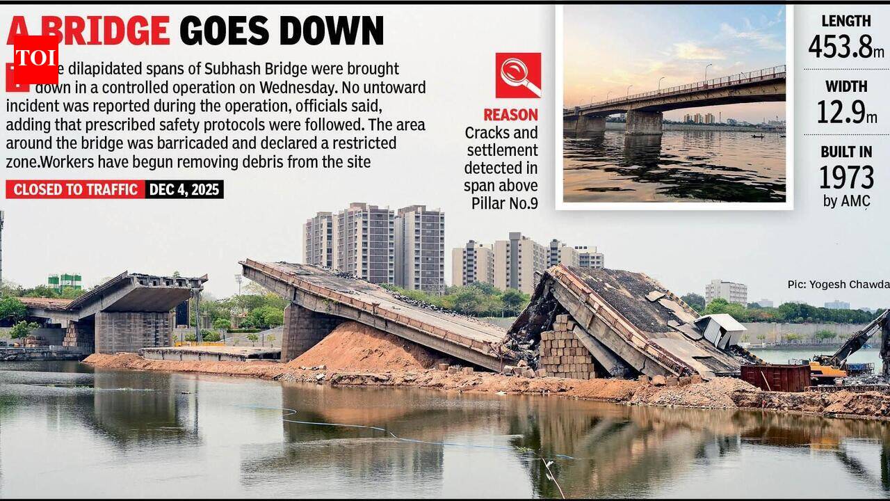 Three spans of Subhash Bridge demolished