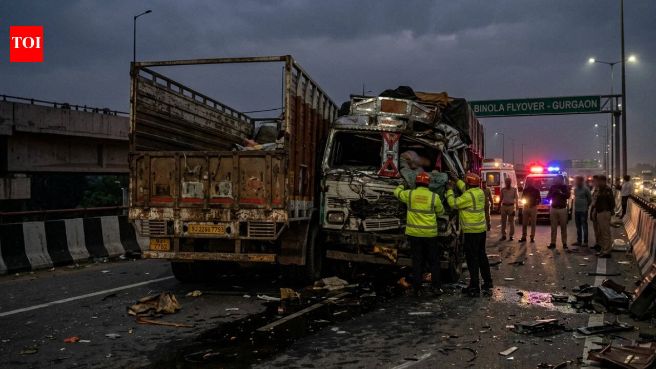 Driver dies after collision of two trucks in Gurgaon on Binola flyover