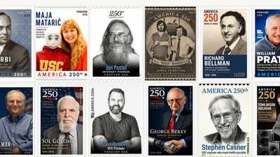 Animated stamps from USC celebrate 14 builders of the modern internet, from DNS and video calls to JPEG, encryption, and the algorithms inside phones