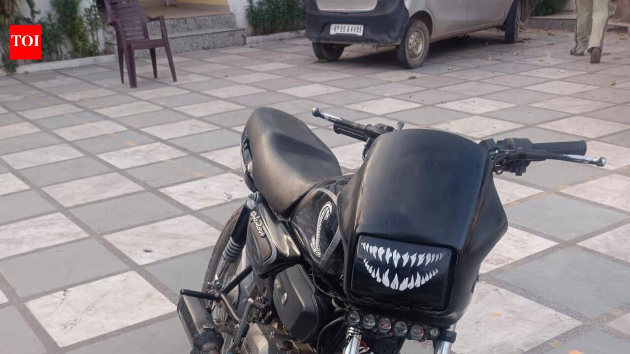 Modified silencer, ‘sarpanch’ sticker land biker in trouble