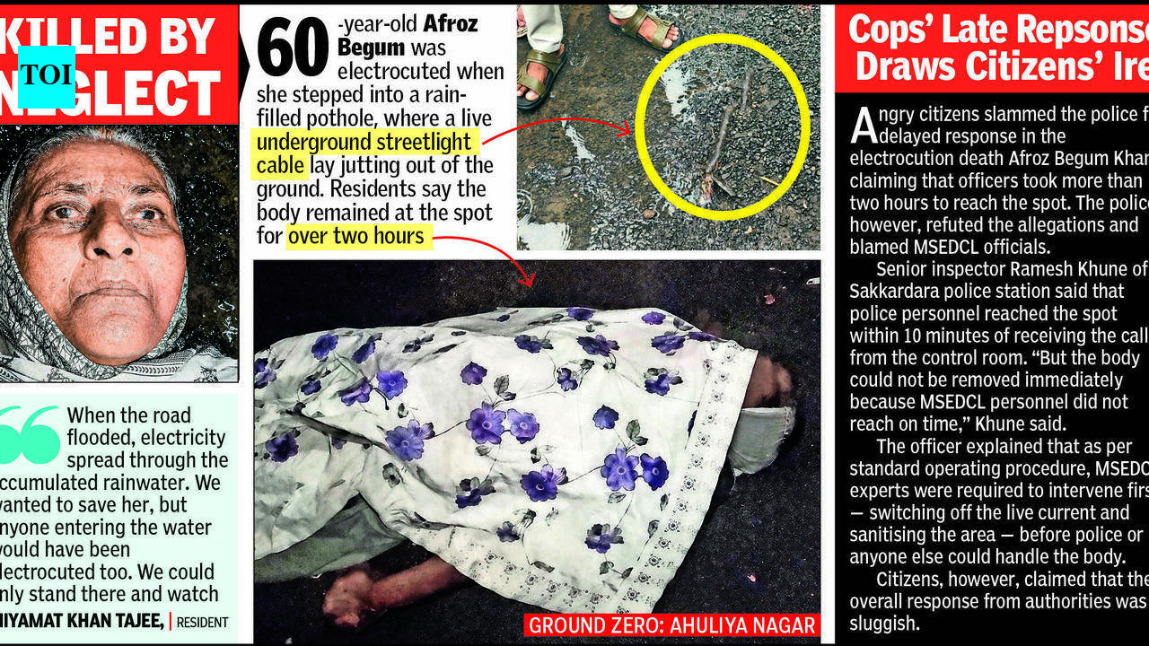 Live Cable Juts Out On Rain-Filled Road, Woman Electrocuted